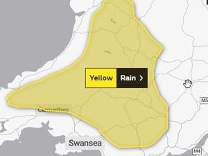The weather warning currently covers much of mid and south Wales