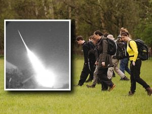 Scientists are searching for meteorite rock in Shropshire after a fireball over the region. Inset photo: : Gareth Oakey, UK Meteor Network