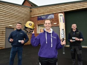 Whitchurch cricketer Eve Jones visits her sponsors, Tilley Green