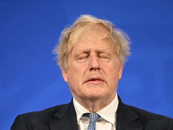 Prime Minister Boris Johnson speaks during a press conference in Downing Street, London, following the publication of Sue Gray’s report into Downing Street parties in Whitehall during the coronavirus lockdown