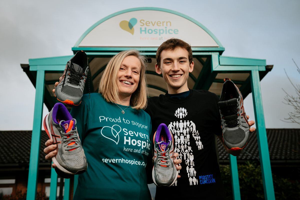 Sharon Evans, from Bridgnorth, with her son Jordan, who has persuaded her to run the London Marathon once again 