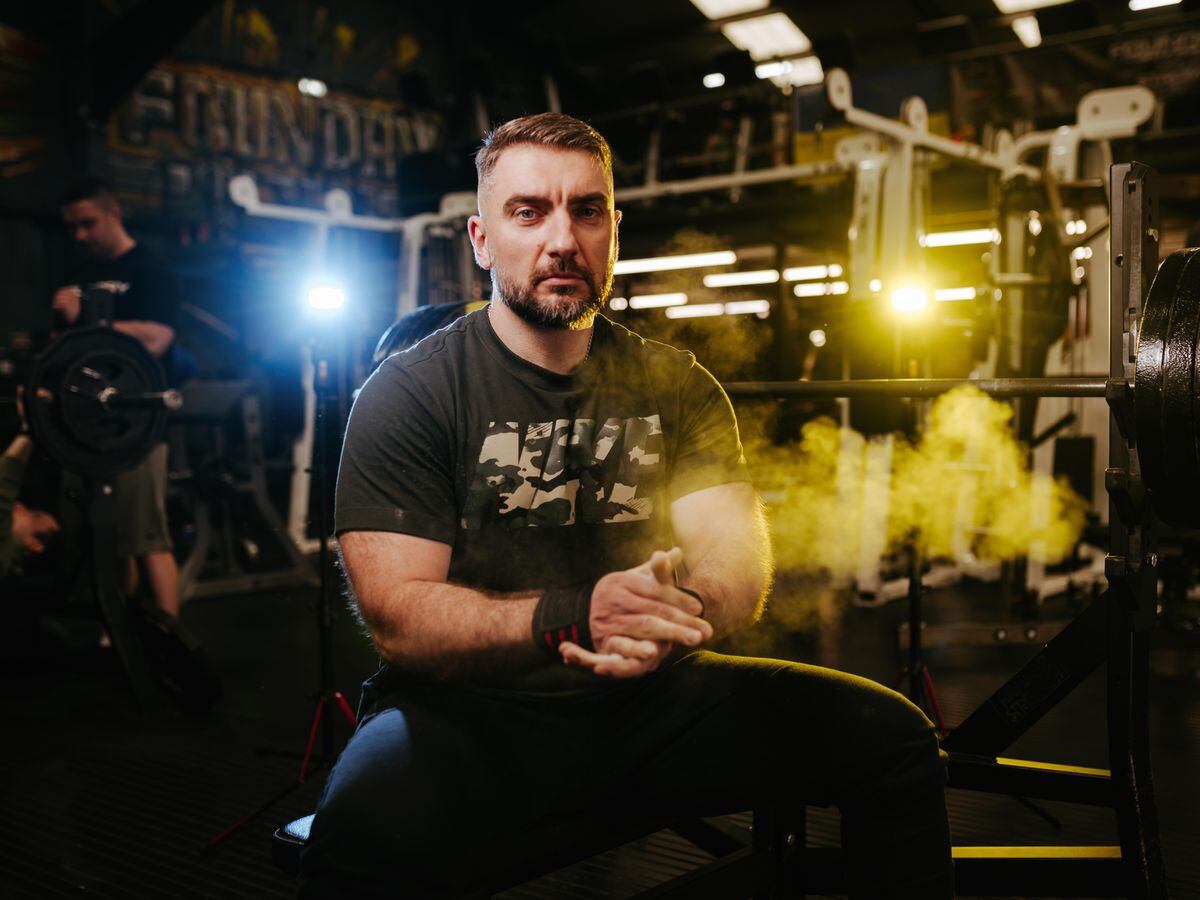 LAST COPYRIGHT SHROPSHIRE STAR JAMIE RICKETTS 21/05/2022 - Ukraine born Telford living weightlifter, Danylo Chepa, is preparing for World Benchpress Championship in France next week. Pictured here training at Foundry Gym Telford..