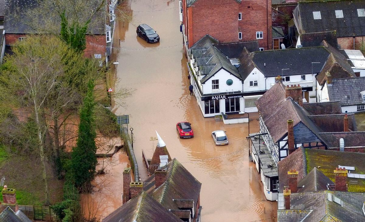 Flood water in Tenbury Wells