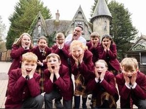 Michael Eley and his year six pupils at the recently relaunched The Curse At Alton Manor