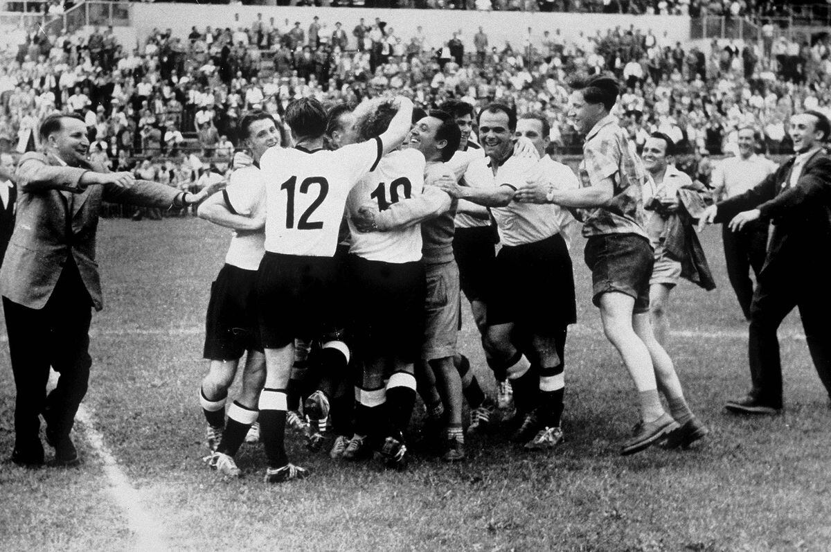 Germany celebrate their victory in 1954