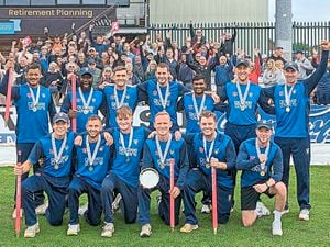 Victorious Wellington CC squad after lifting the Club T20 Plate at Derbyshire’s County Ground    Pic John Pilkington