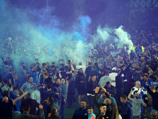 Everton fans invade the pitch at Goodison Park