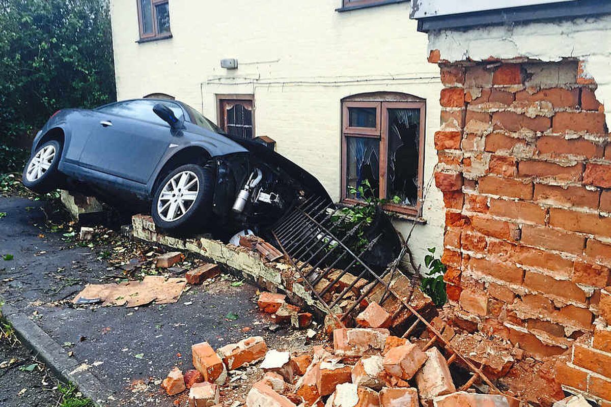 Car crashes into house near Telford in spate of wet weather accidents ...