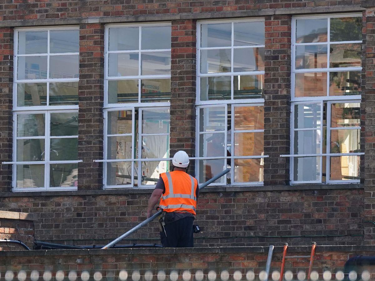 Remedial work being carried out at Mayflower Primary School in Leicester