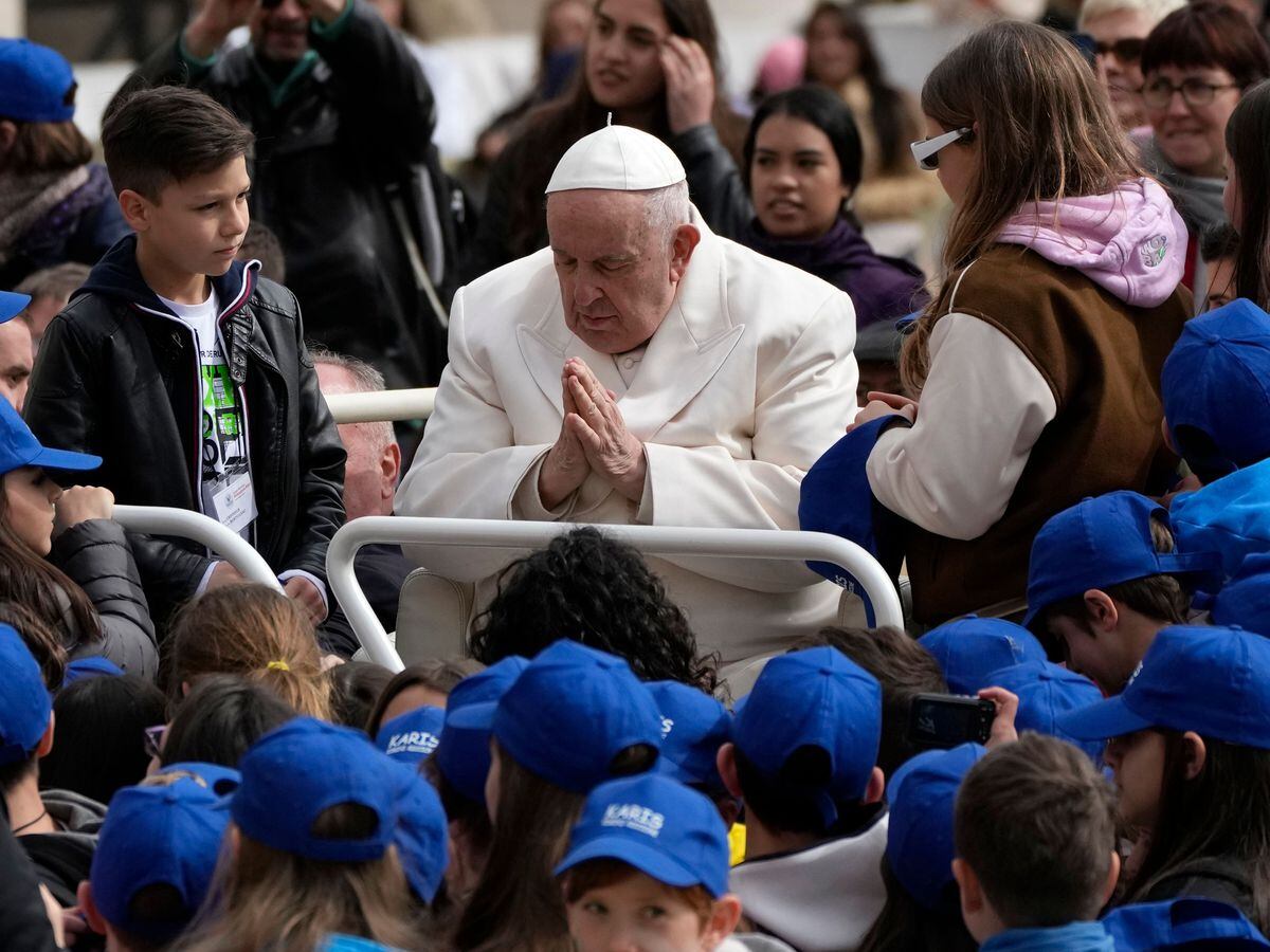 Pope Francis meets children at the end of his weekly general audience in St PeterÃÂ¢ÃÂÃÂs Square, at the Vatican, on Wednesday March 29 2023