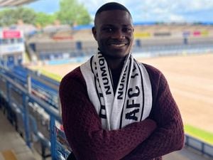 Nigeria-born midfielder Prince Ekpolo is Paul Carden's first Telford signing of the summer having checked in from Guiseley.
