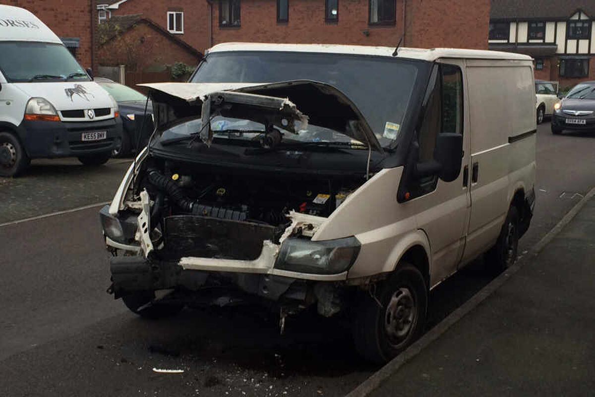 The van involved in the collision