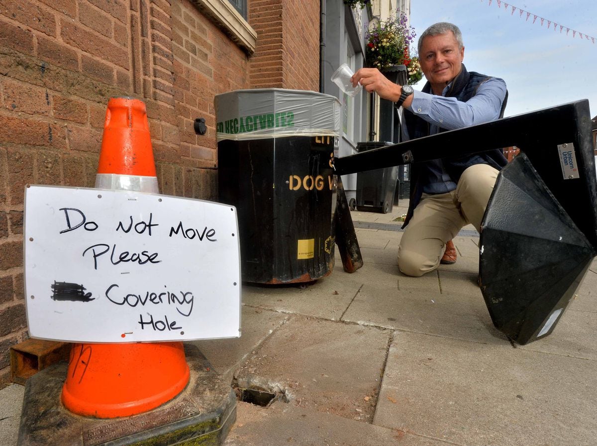Out with the old: Councillor Tim Nelson is leading a recycling scheme which will see the normal single bin, of which there are 27 just in central town, removed and switched to a two-bin system where people will be able to deposit general waste and also items for recycling.  