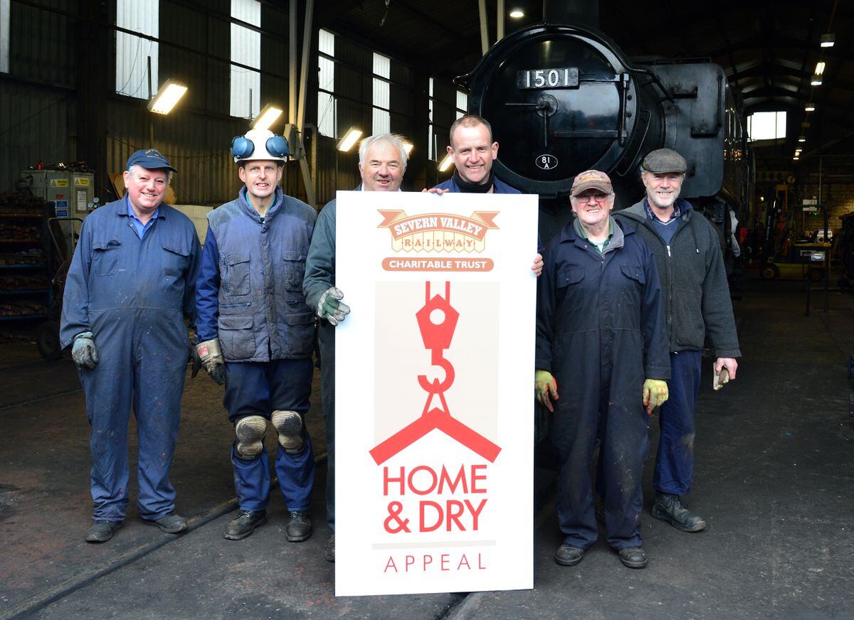 Staff at Severn Valley Railway celebrate £475,000 being raised for improvements to ocamotive works in Bridgnorth