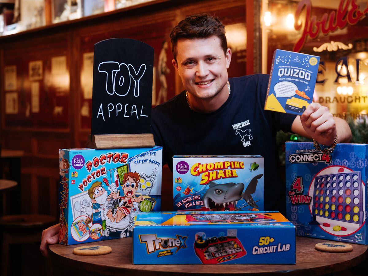 Alex Phillips of the White Horse, Shrewsbury, promoting the Shropshire Star Christmas Toy Appeal