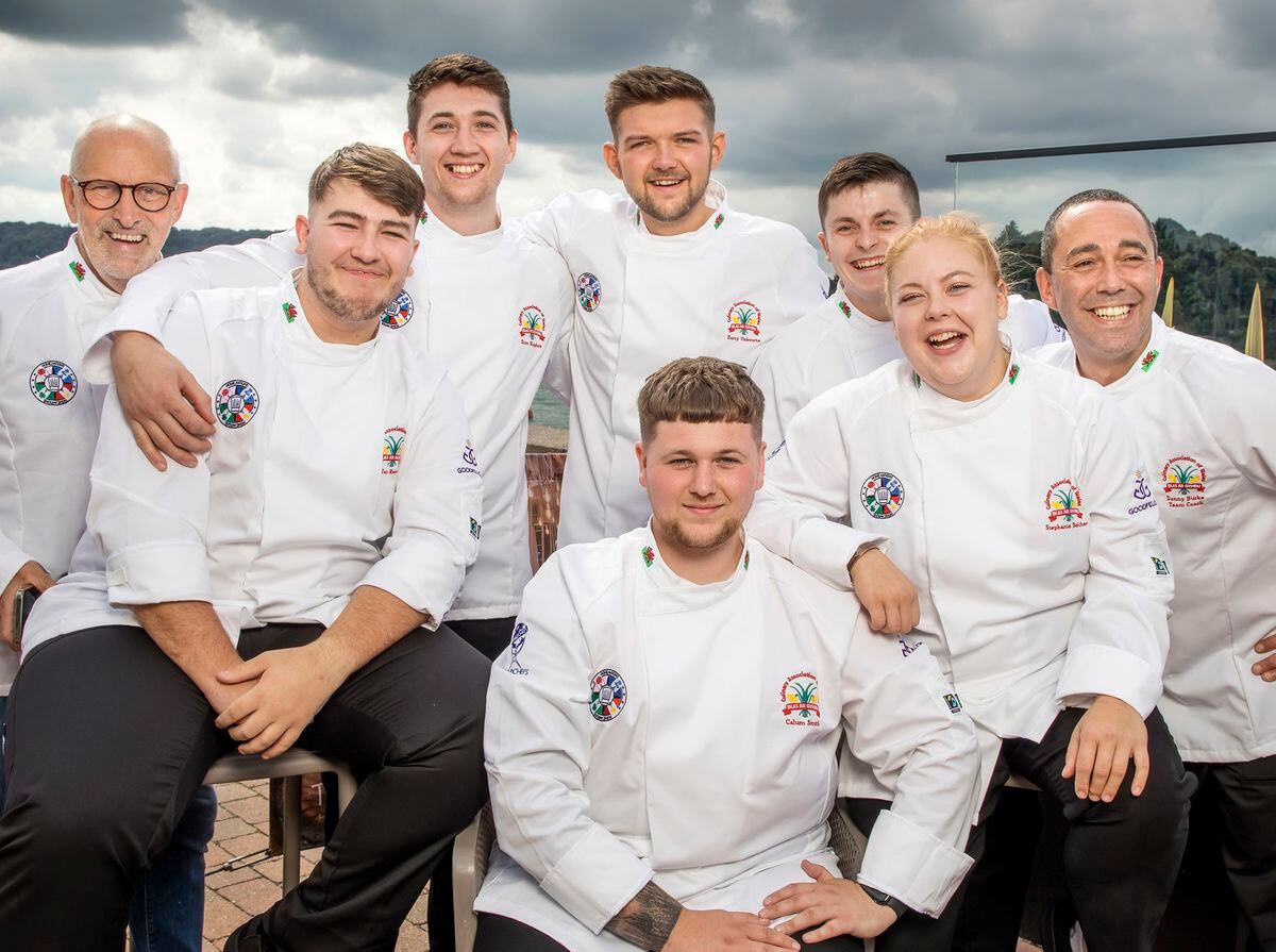 The Junior Culinary Team Wales with manager Michael Kirkham-Evans and coach Danny Burke.