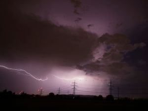 Lightning flashes across the sky in Stuttgart