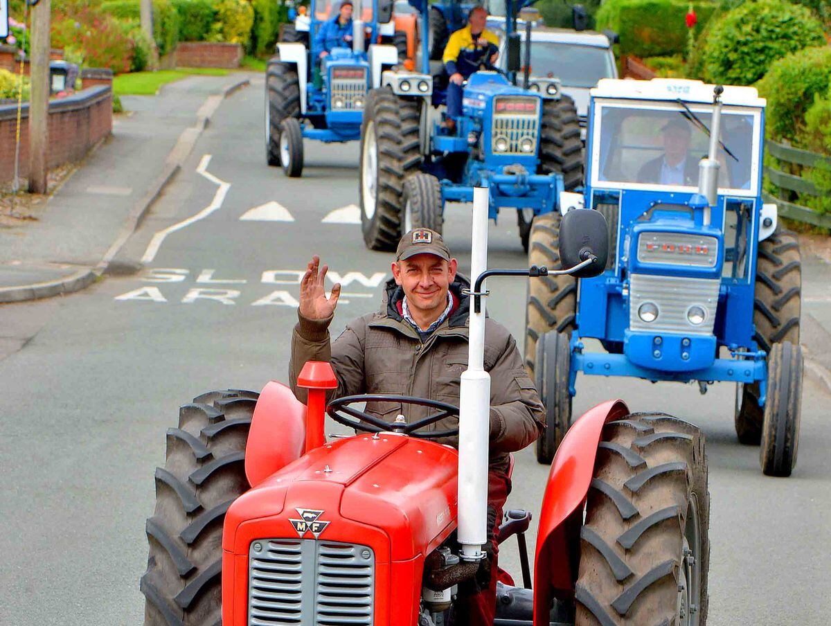 NORTH COPYRIGHT SHROPSHIRE STAR STEVE LEATH 06/08/2017  Pics of a Tractor Run starting at Mill Lane Tractors, Bronington, Whitchurch, for the Bronington Friendship Club. .