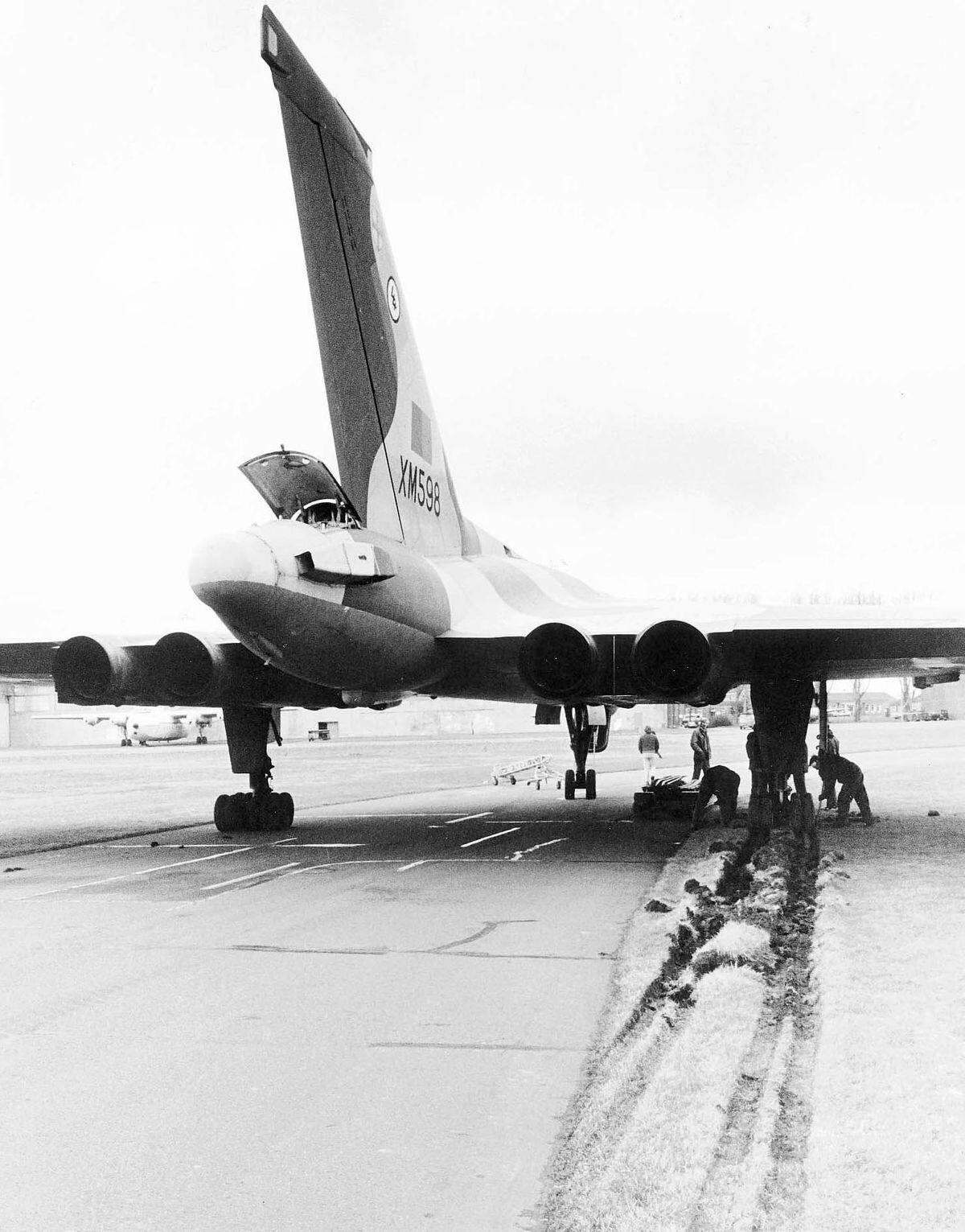 Stuck on you... This Vulcan bomber got bogged down after landing at RAF Cosford in January 1983