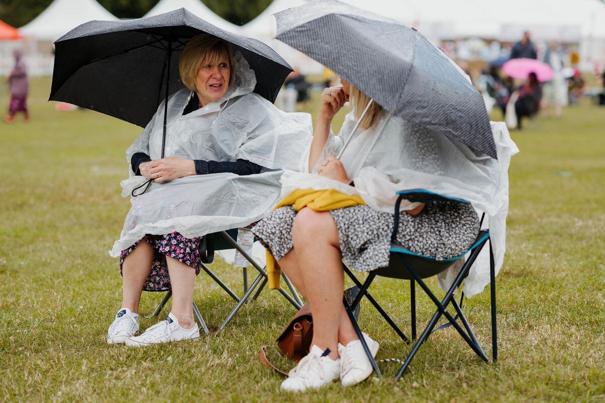Spectators came prepared for the variable weather