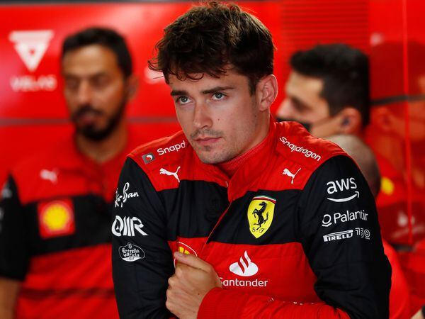 Charles Leclerc in the Ferrari garage