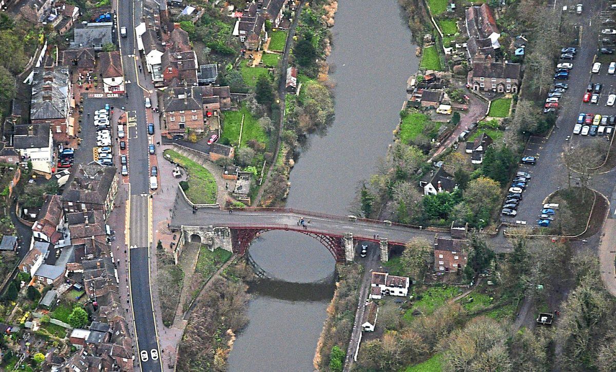 Aerial view of the Iron Bridge in Ironbridge. Photo: Ian Harvey.
