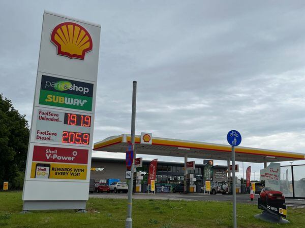 Prices at Shell's garage on Thieves Lane in Shrewsbury on Saturday