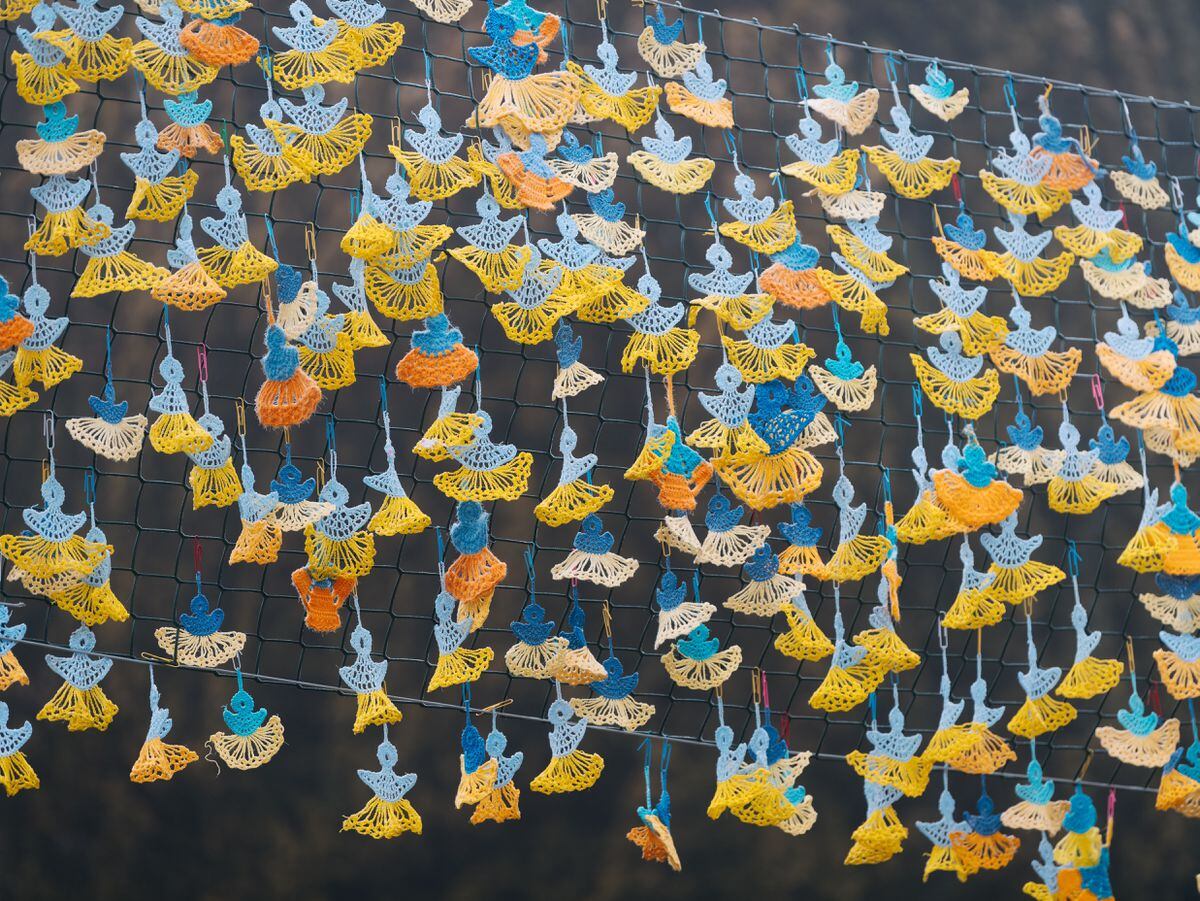 A beautiful display of angels to represent the innocent children lost to the Ukraine war was on display at Ludlow Castle grounds in January  