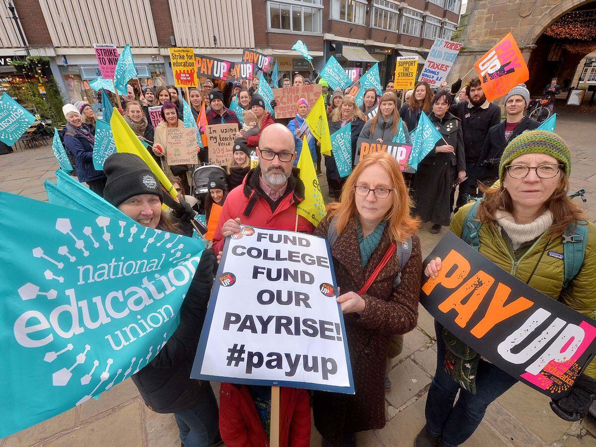 NEU members took part in a protest in Shrewsbury's Square last month.