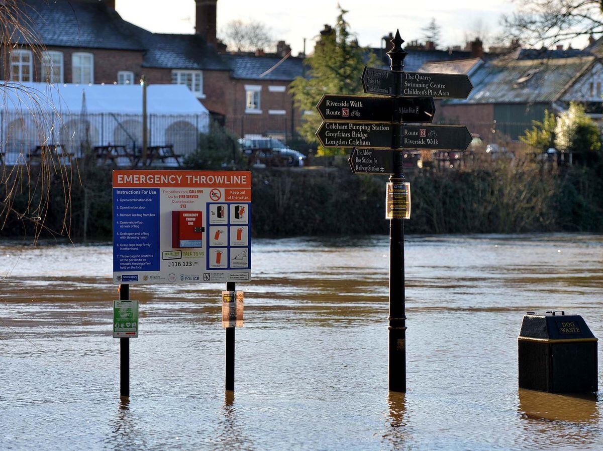 Flooding in Shrewsbury in January this year