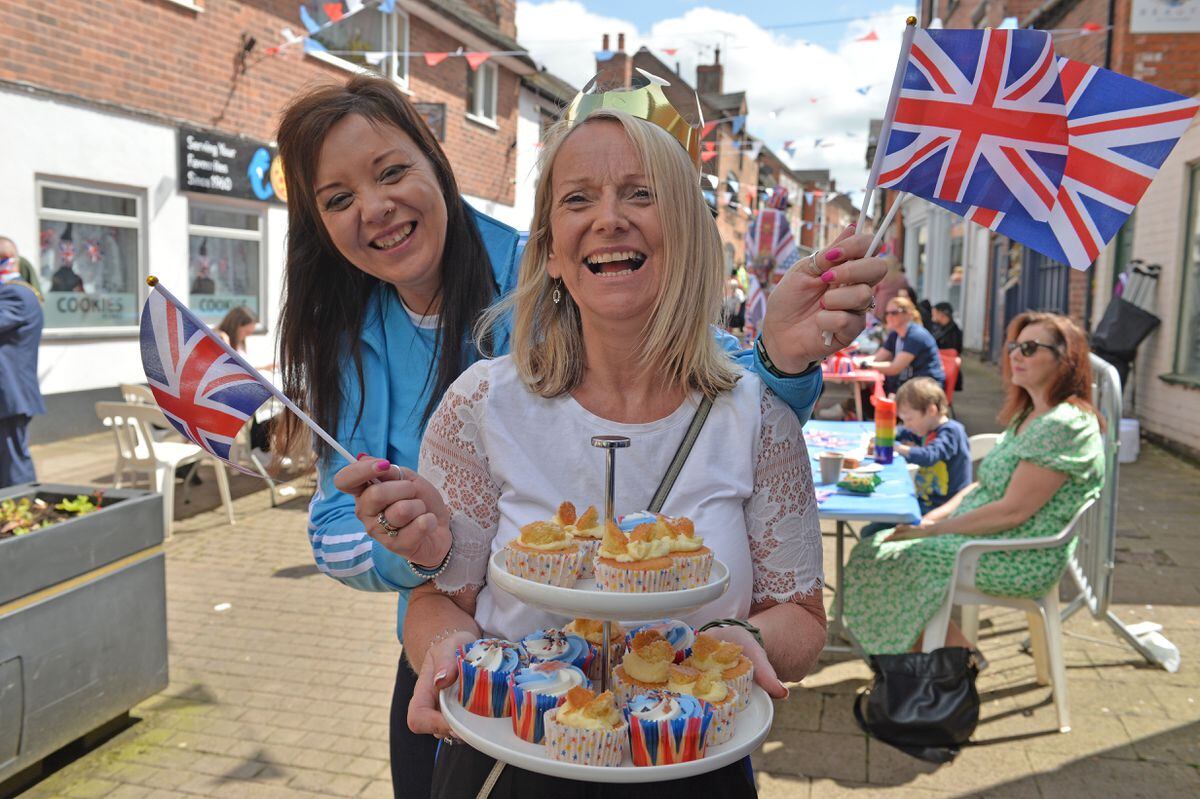 Kate Harvey and Sue Thomas celebrate in Market Drayton