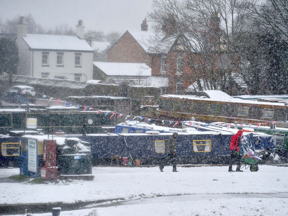More snow has fallen in Shropshire, with weather warnings in place until this afternoon