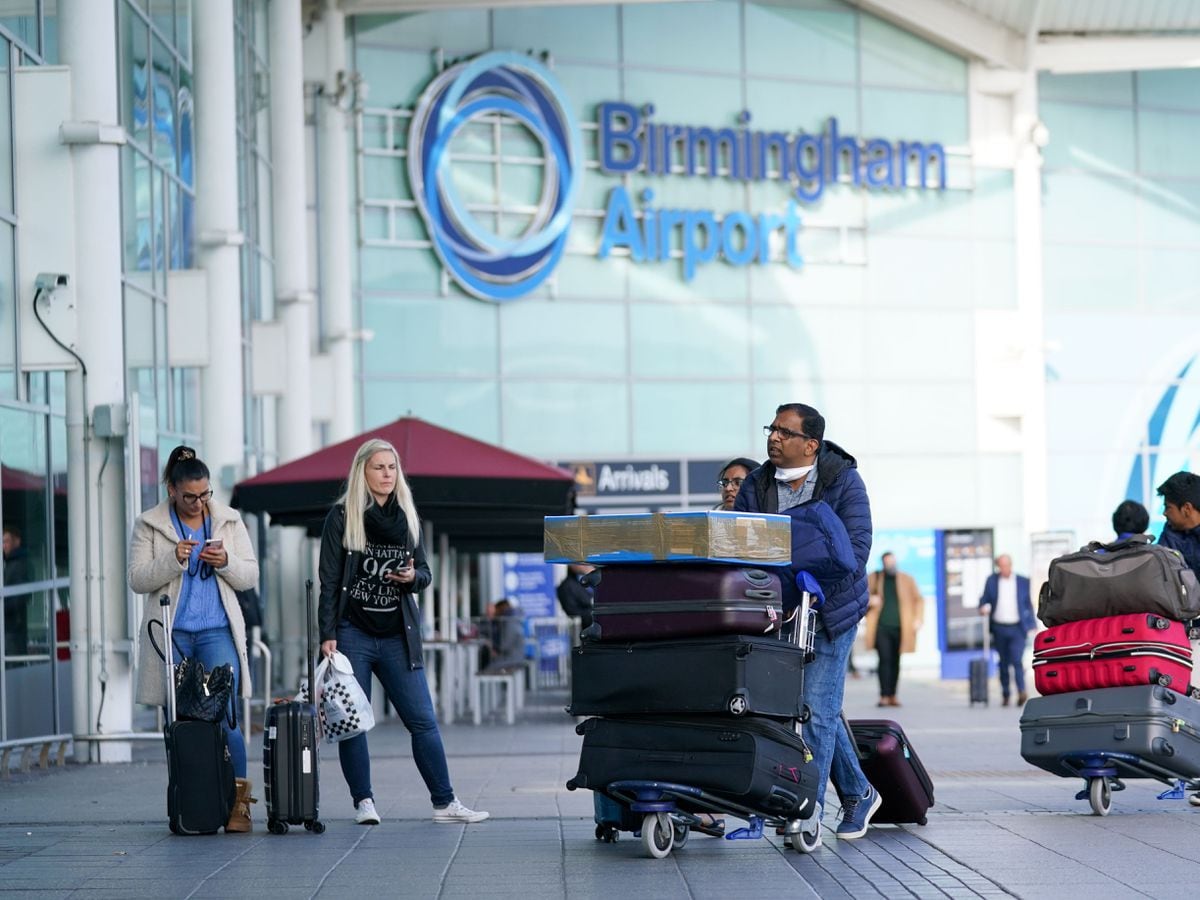 Passengers arriving at Birmingham Airport