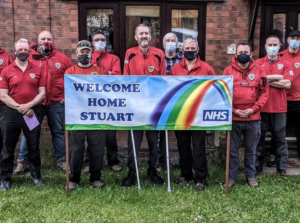 Stuart was welcomed home by his West Mercia Search and Rescue colleagues. Photo: West Mercia Search and Rescue