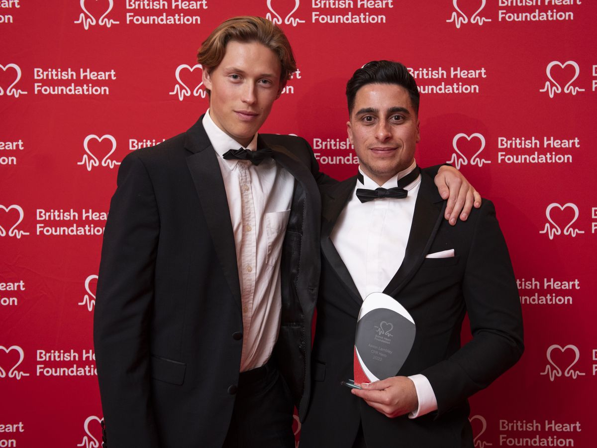CPR Hero Aaron Lambley (right) with Guy Gower.
