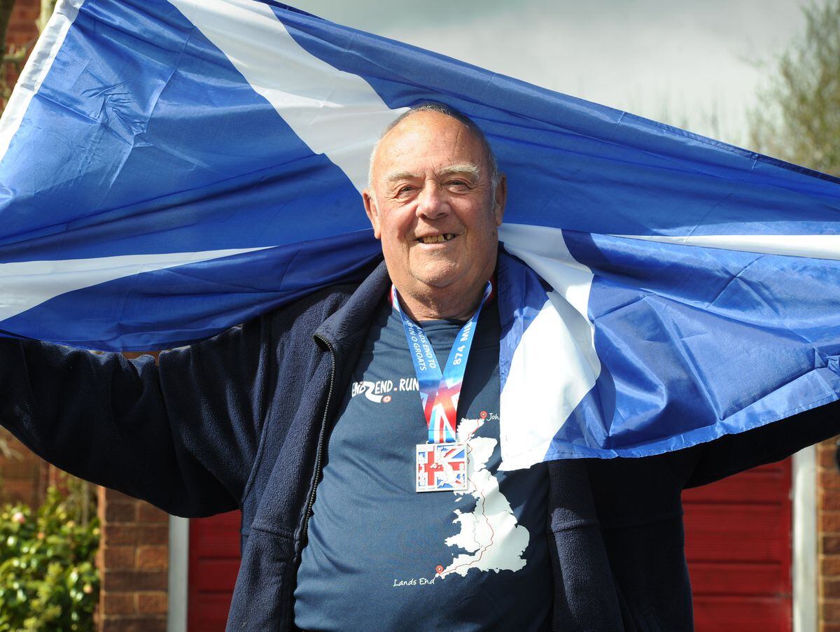 Bob Williams, of Newport when he completed a virtual Lands End to John O'Groats walk last year