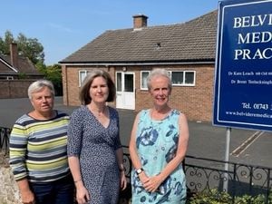  Cllrs Rosemary Dartnall, Kate Halliday and Pam Mosley outside Belvidere Medical Practice, one of the GP surgeries under threat of relocation. 