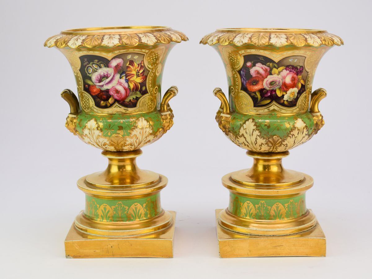 The pair of H&R Daniel pot pourri vases valued at up to £700