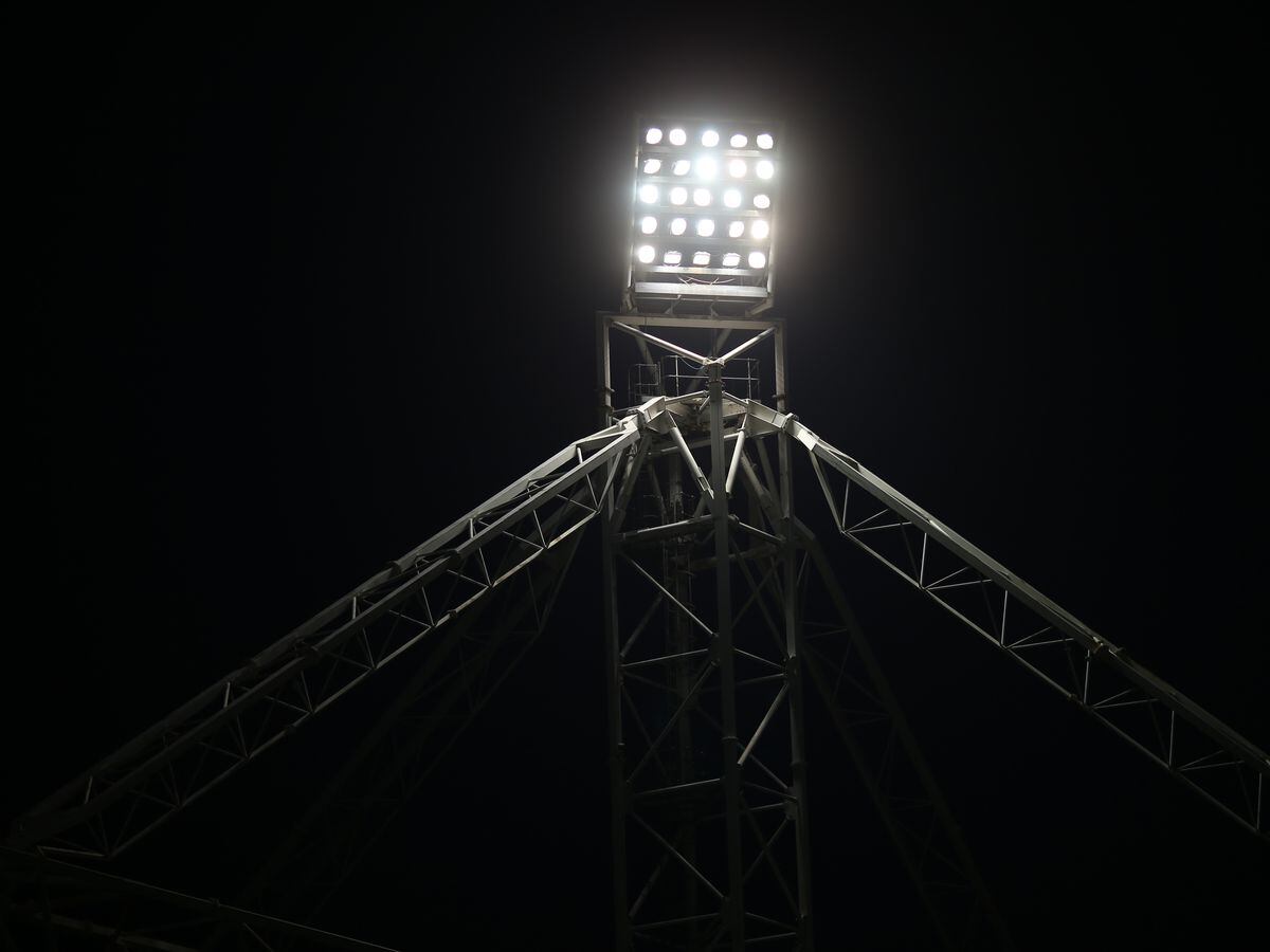Floodlights at Deepdale Stadium the home of Preston North End.