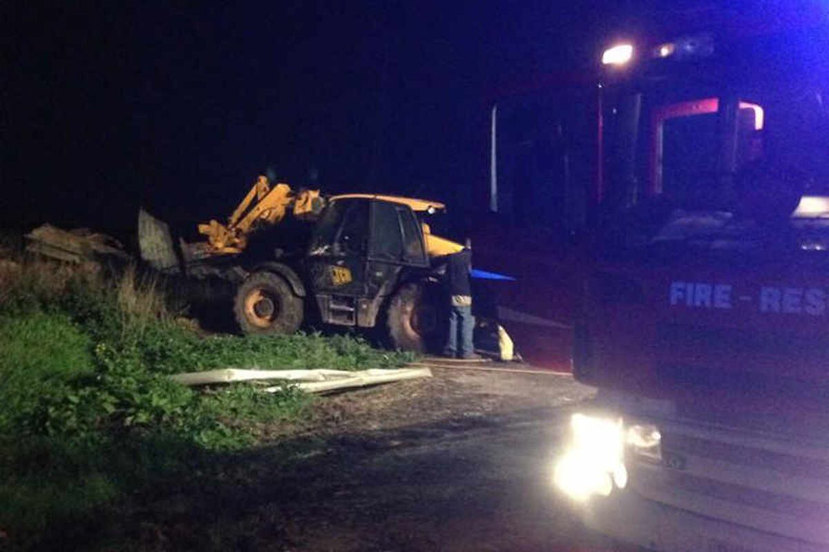 Tractor catches fire near Telford