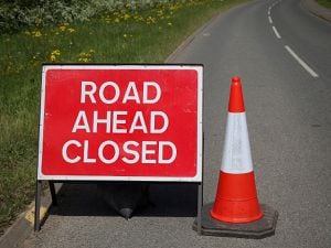 A stock image of a road closed sign, taken Tuesday 12th May 2020.