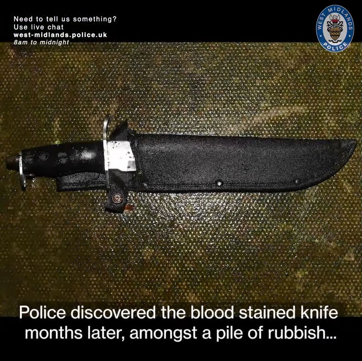 The knife was found between a fence and a wall after police scoured CCTV footage