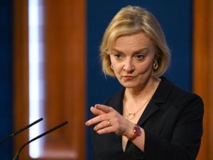 Liz Truss during a press conference in the briefing room at Downing Street, London. Photo: Daniel Leal/PA Wire