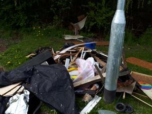 The dumped rubbish in Penistone Close, Donnington. Photo: @TelfordCops