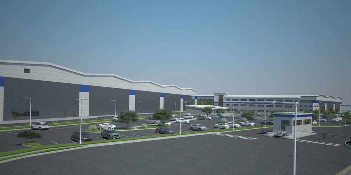An artist's impression of how the completed logistics hub will look