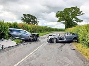 The scene of the first crash near Welshpool this morning. Picture: OPU Shropshire