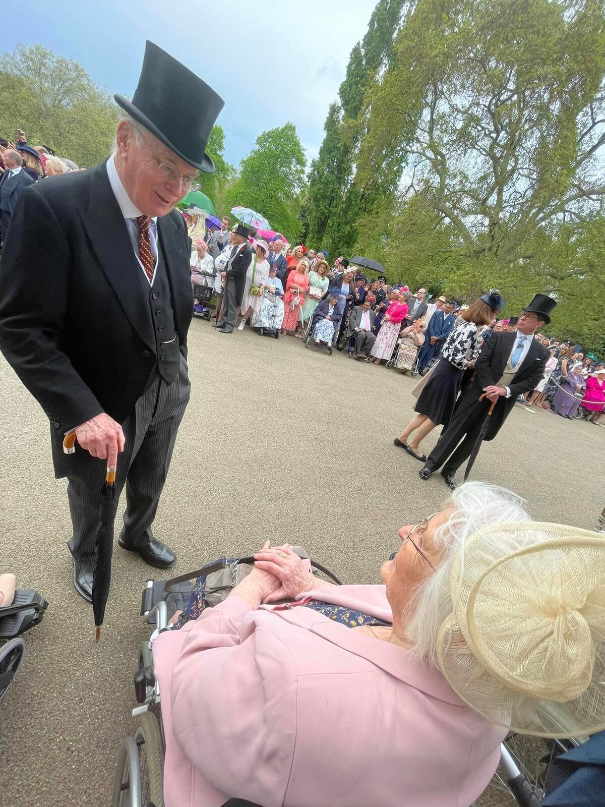 The Duke of Gloucester chats to Pauline Dee