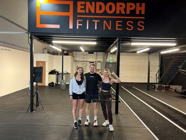 Connor Bishop with Holly Climo and Lucy Bishop at the new Endorph Fitness premises   