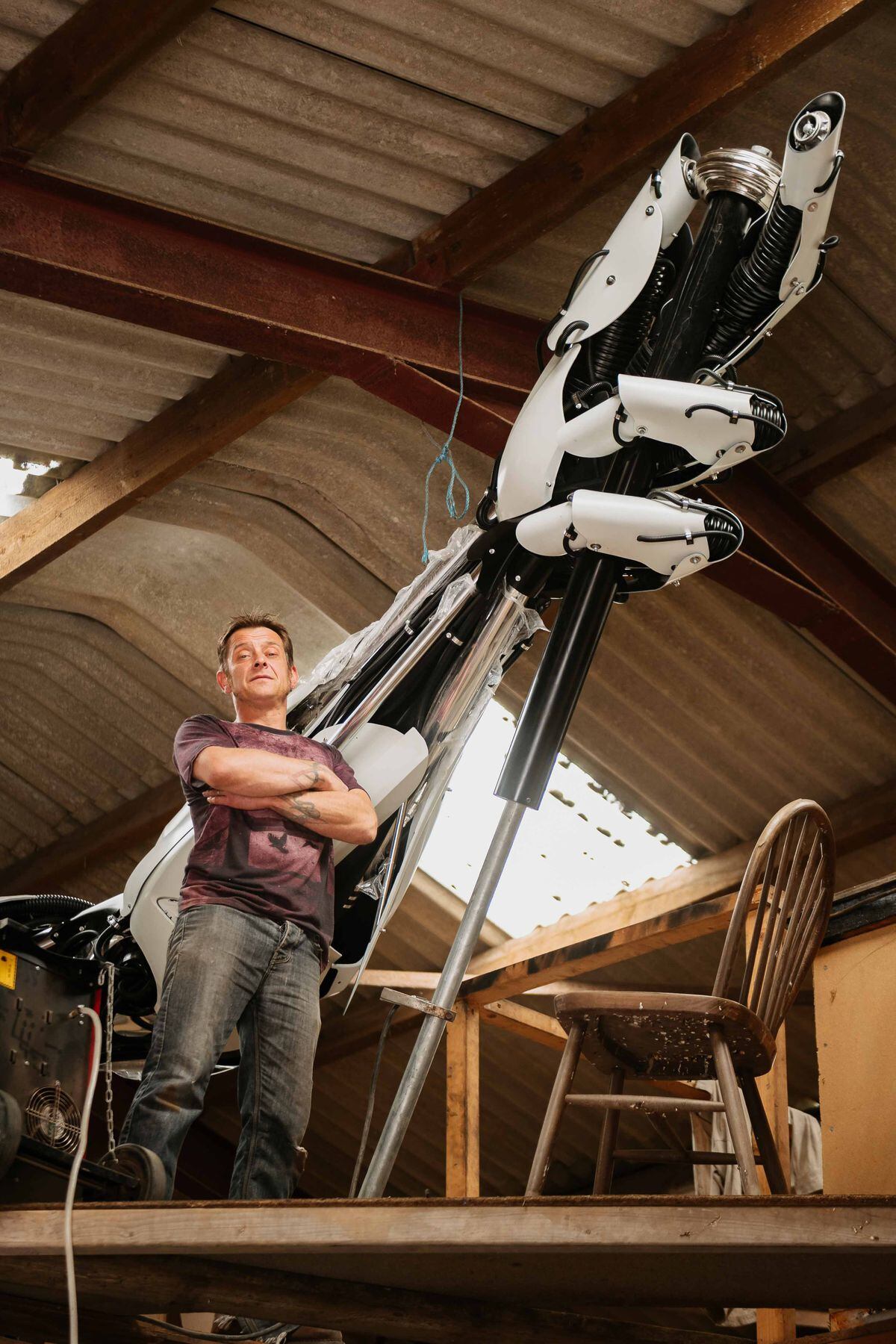 Sculptor artist Luke Kite creates a new robotic sculpture for the British Ironwork Center in Oswestry