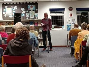 Poet Steve Harrison making people laugh with his cookery inspired poems as the Bridgnorth Music and Arts Festival gets underway